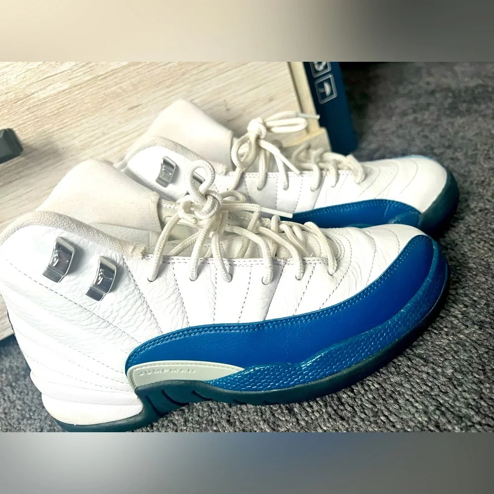 White and Blue Athletic Shoes - Picture 1 of 4